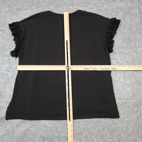Current Elliot Top Womens XS / 0 Ruffle Cap Sleeve Casual Minimalist Basic Crew - Picture 7 of 10